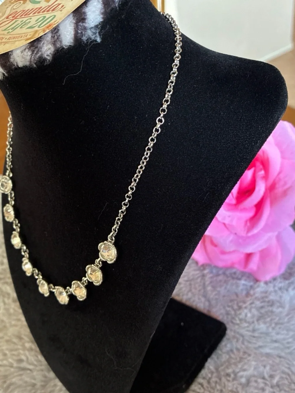 Trifari Two-Tone Floral Medallion Necklace - Gold & Silver